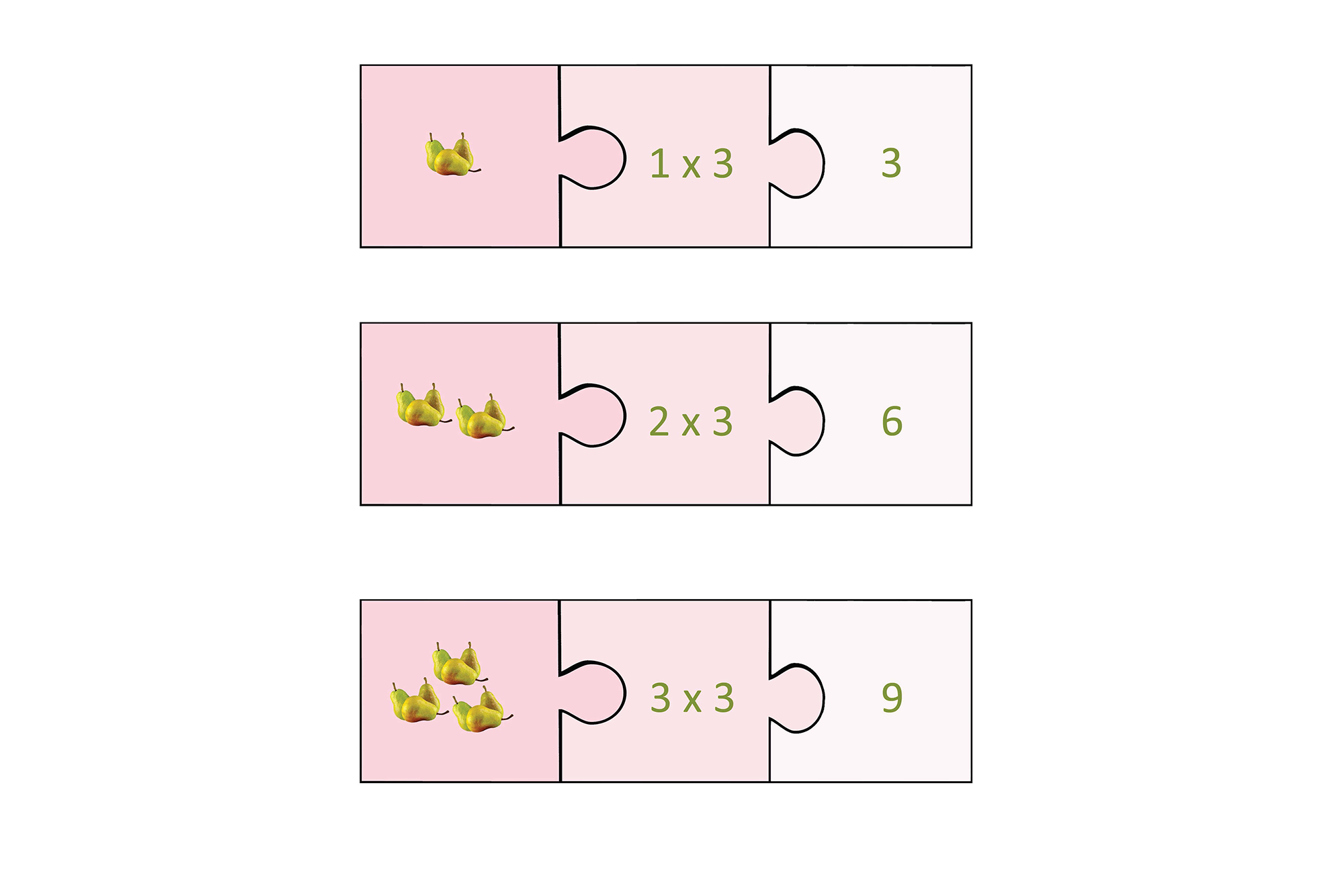 Mathematik: Puzzles zur 3er Reihe; mathematics: jigsaws row of 3; mathématiques: puzzle: rangée de 3; matemáticas: puzzle: fila de 3; matematica: puzzle: fila di 3