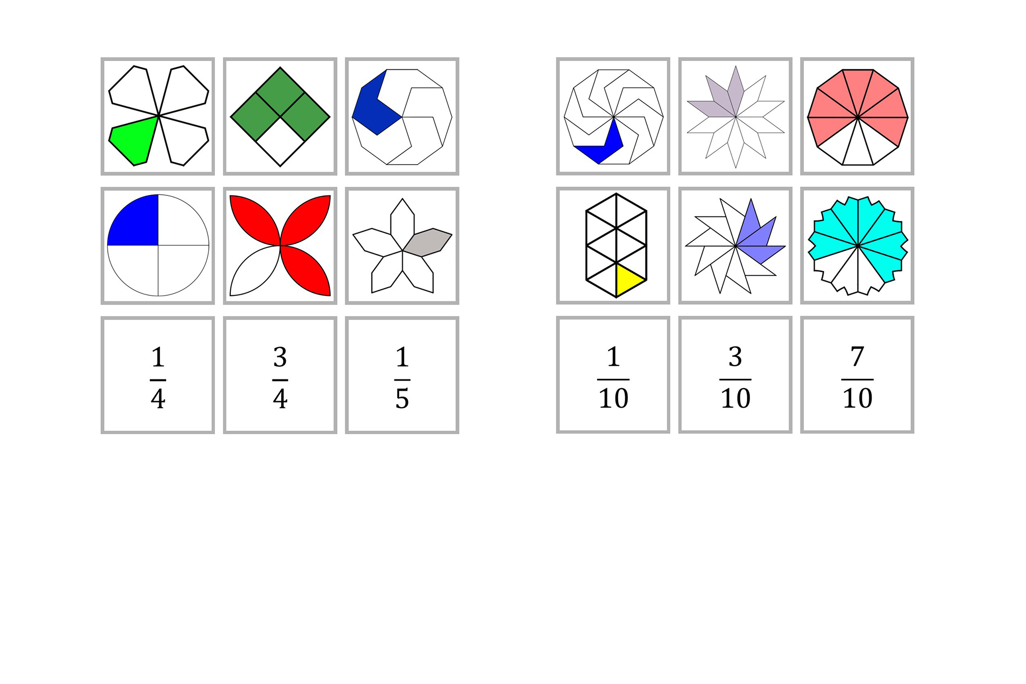 Zuordnungsspiel: mathematische Brüche