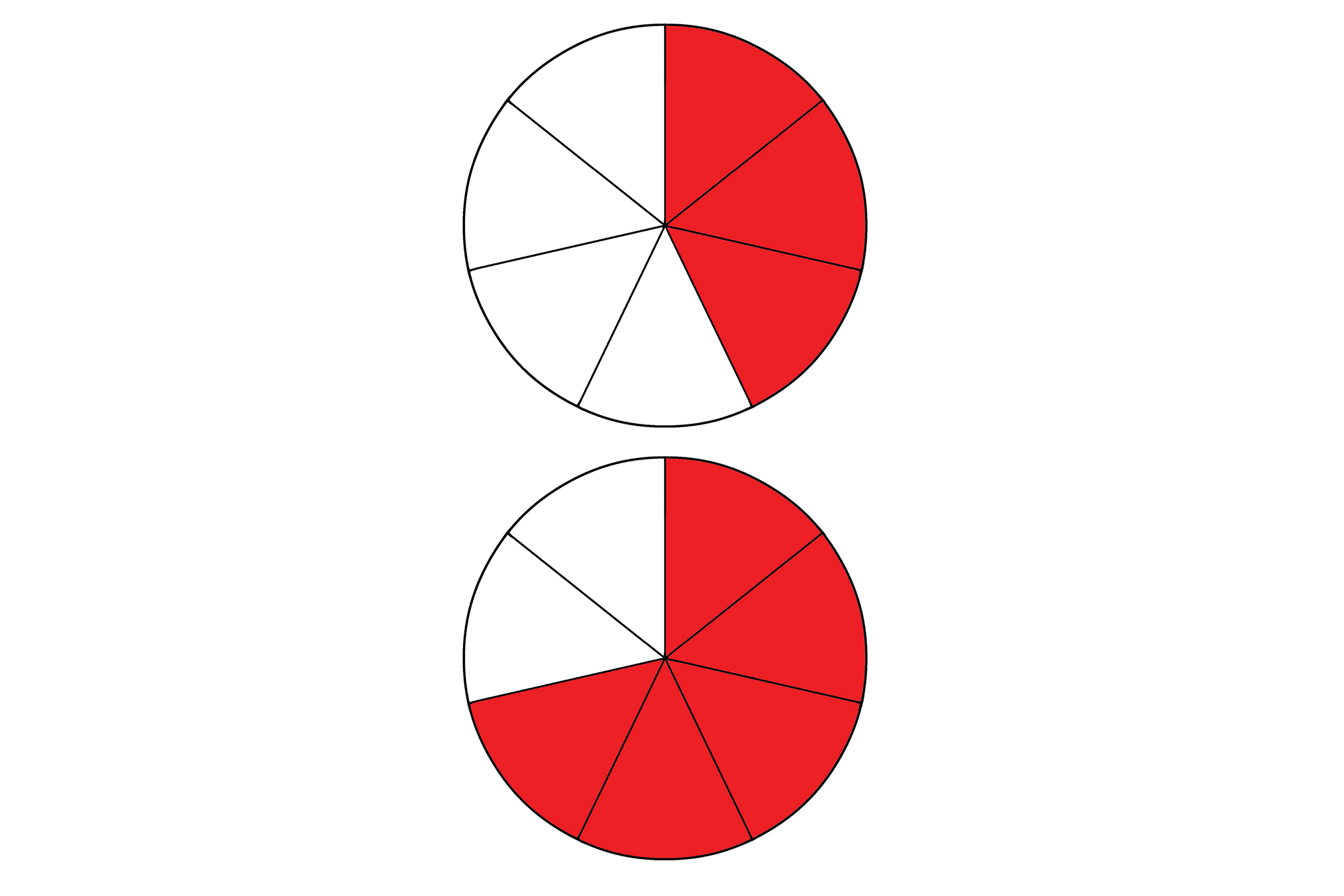 mathematische Brüche als rote Kreise, mathematical fractions as red circles, fractions mathématiques comme des cercles rouges, fracciones matemáticas en círculos rojos, frazioni matematiche come cerchi rossi