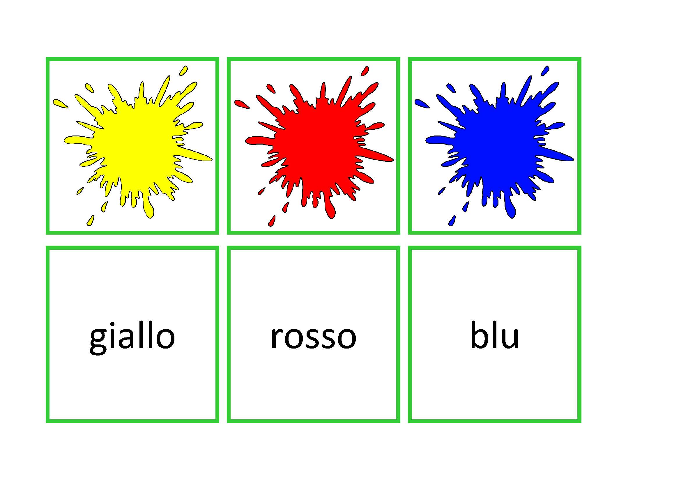 Gioco di abbinamento: colori, Italiano