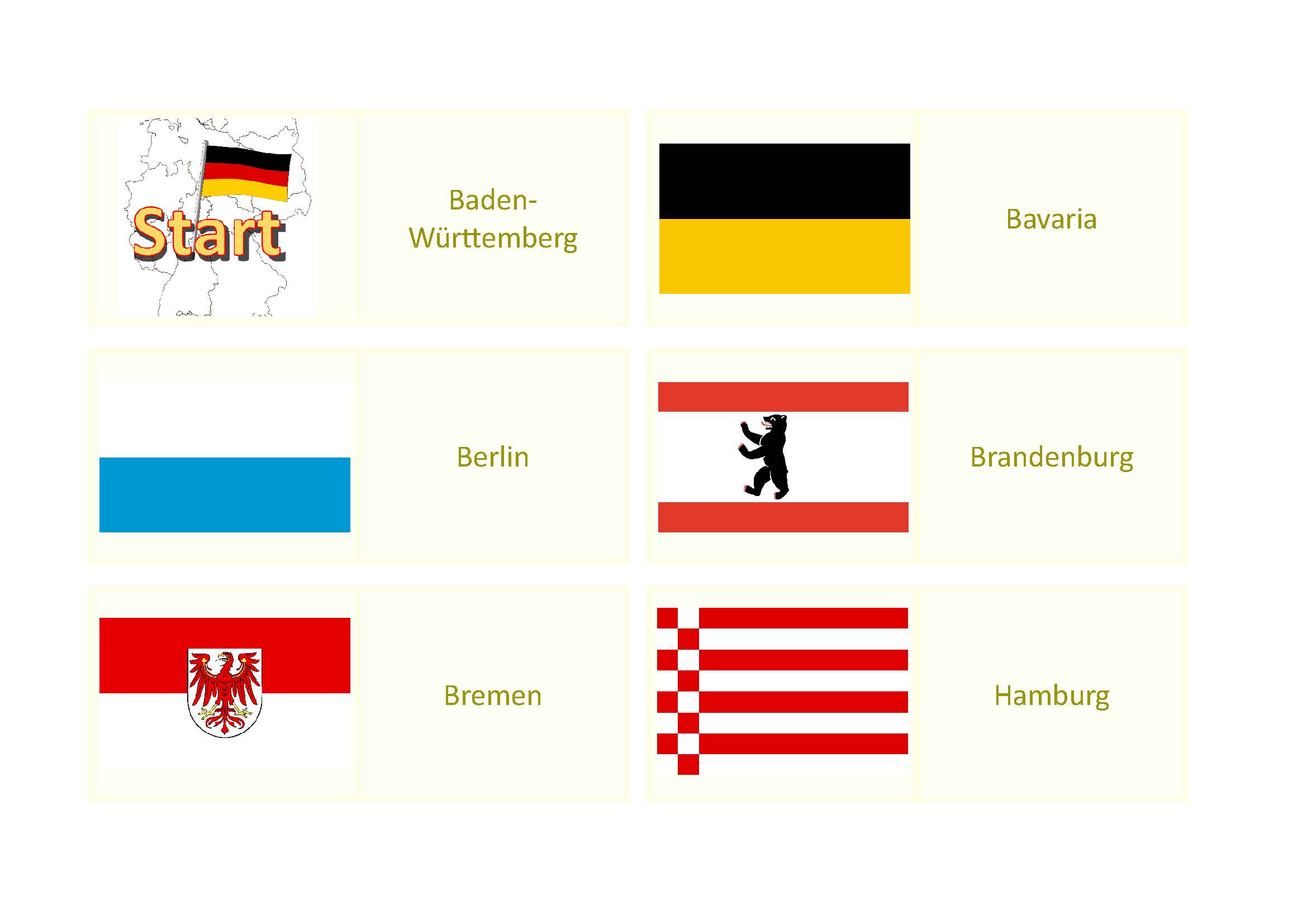 loop cards: flags of the German federal states, English