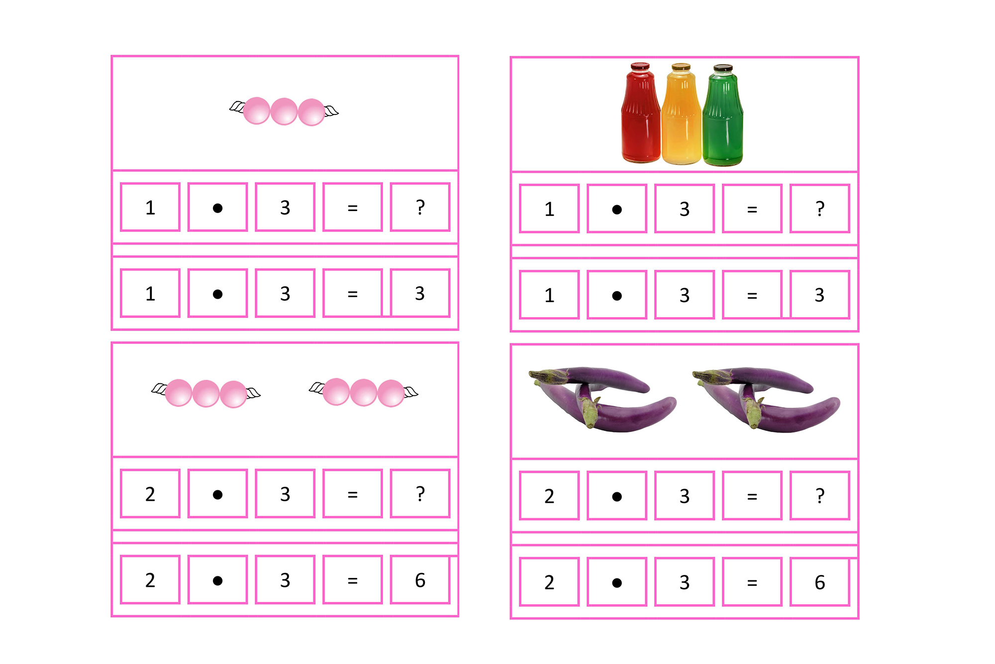 Multiplikation 3-er Reihe, Arbeitskartei, Montessori