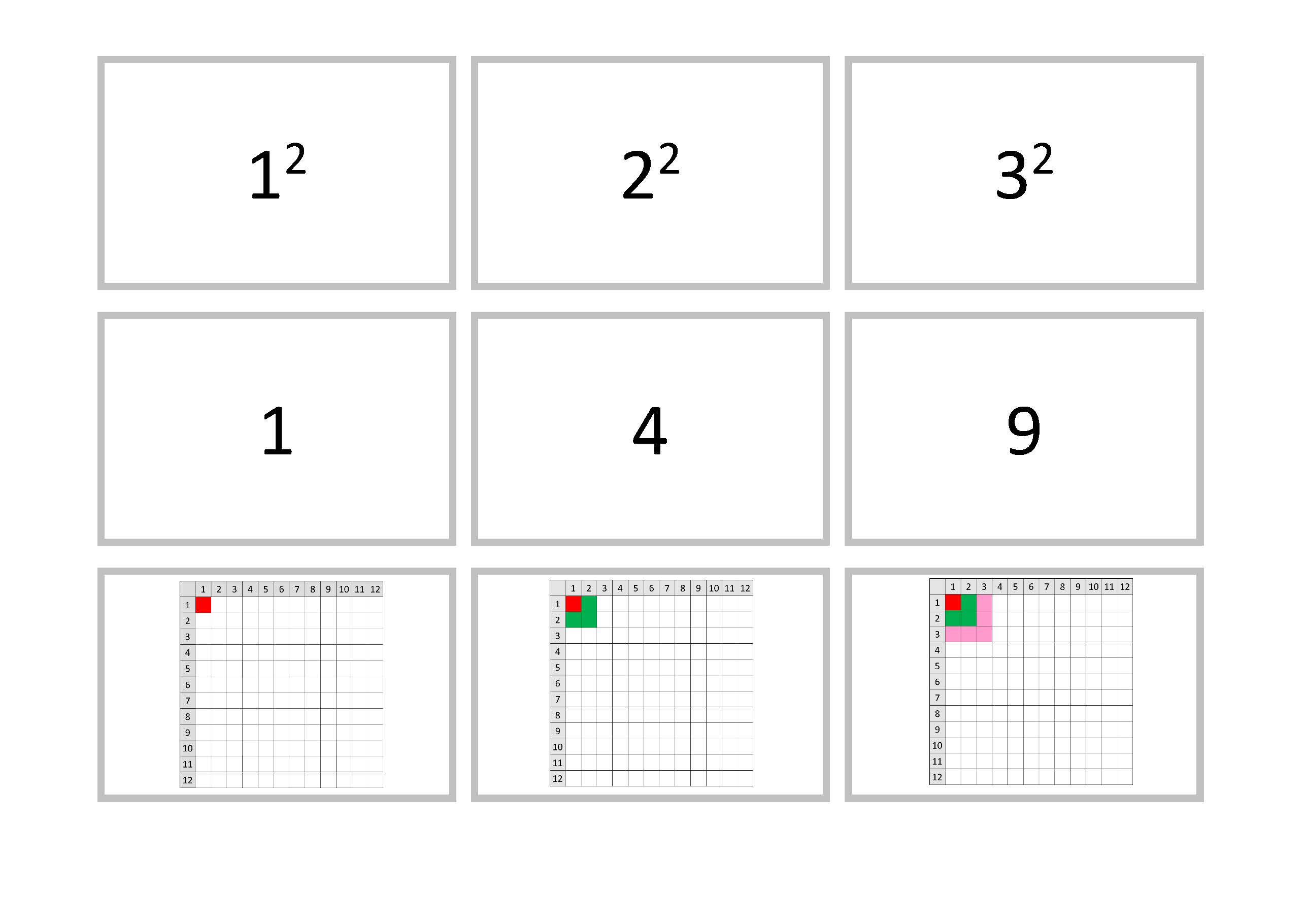 Quadratzahlen, square numbers, les nombres carrés, números cuadrados, numeri quadrati