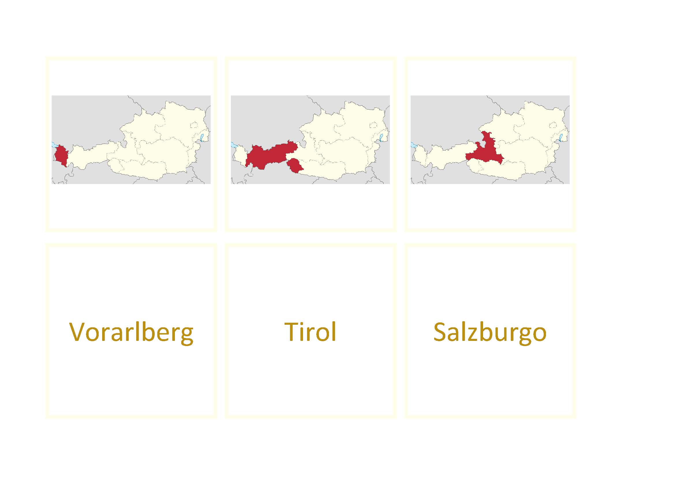 juego de las parejas: provincias federales de Austria, Español