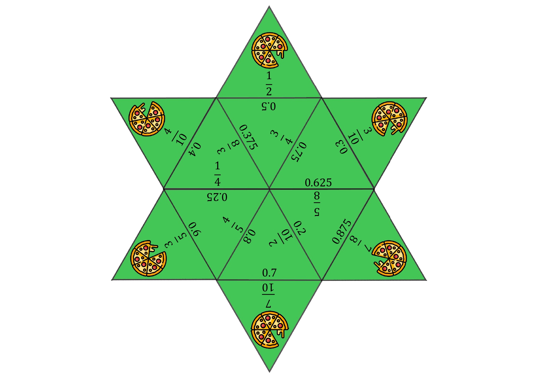 Stern mit Brüchen, star with fractions, étoile avec des fractions, estrella con fracciones, stella con frazioni