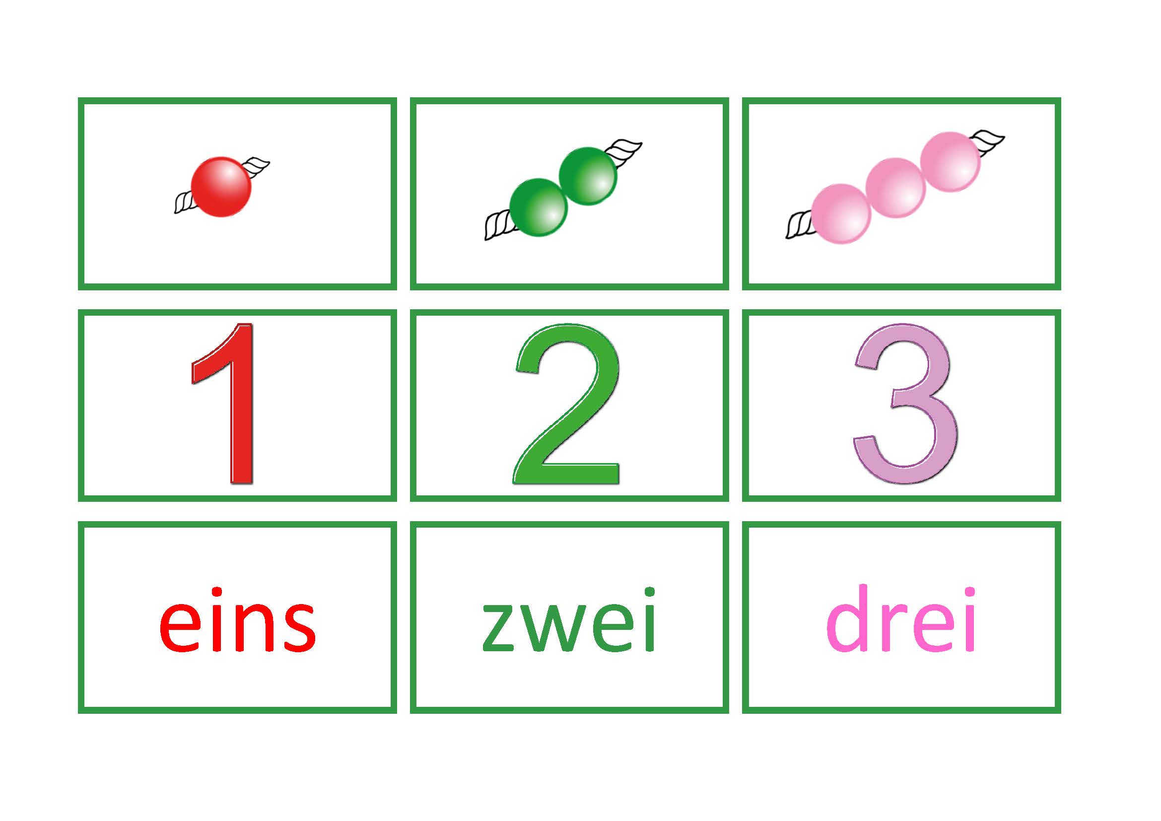 Zuordnungsspiel zu dem Perlenmaterial nach Montessori Deutsch