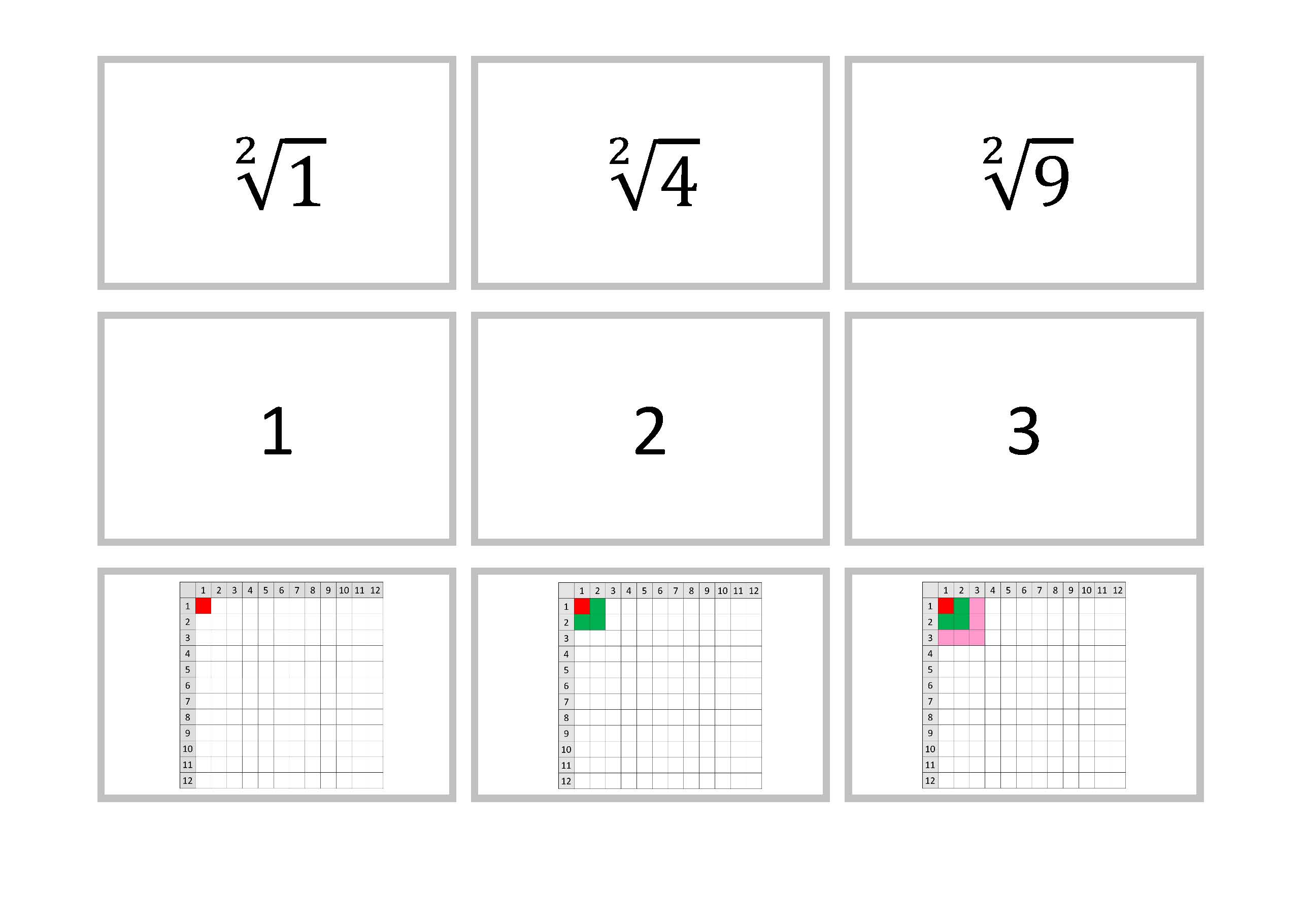 Quadratwurzeln, square roots, racines carrées, raíces cuadradas, radici quadrate