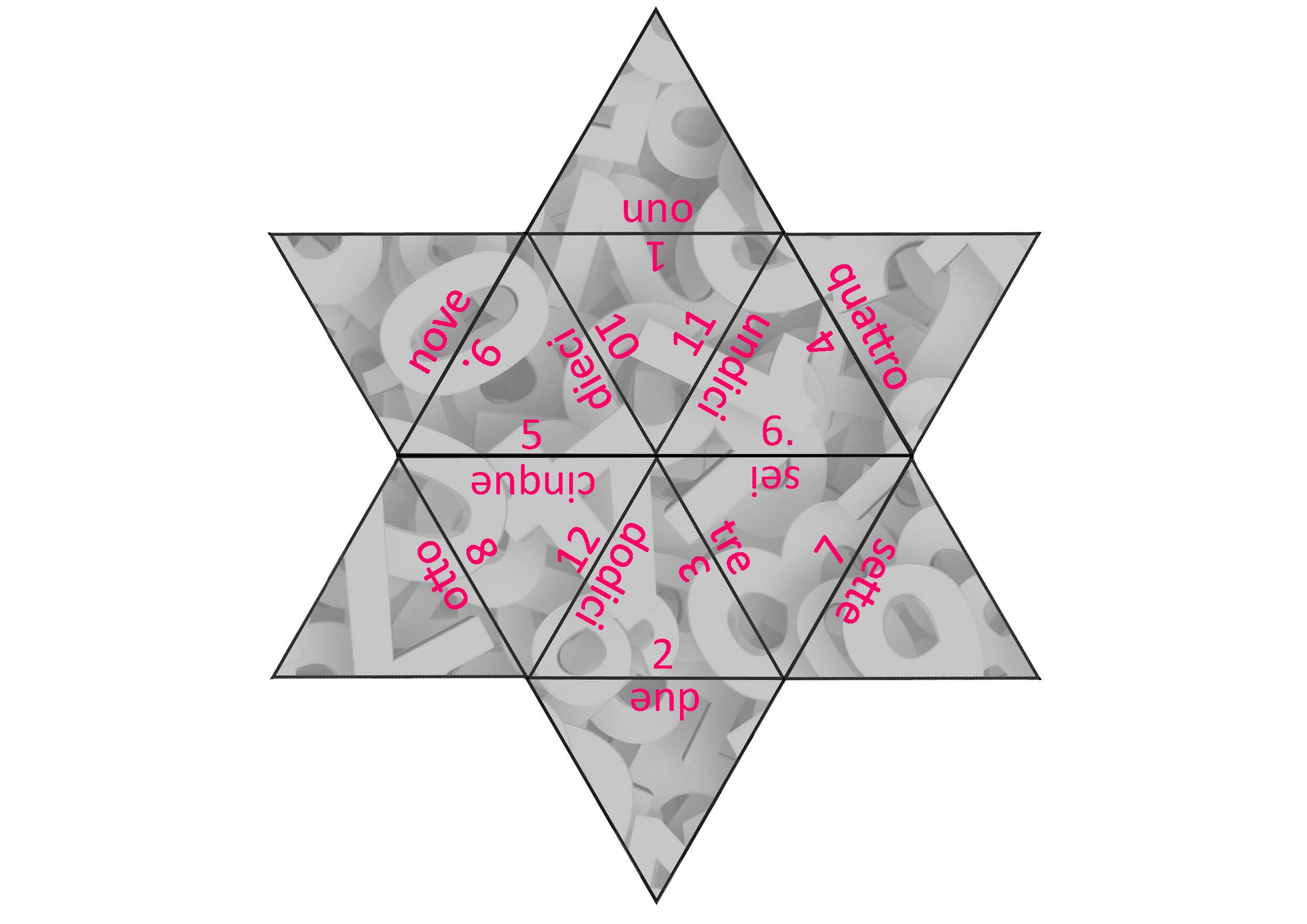 Prima lettura: numeri da 1 a 12 su una stella, Italiano
