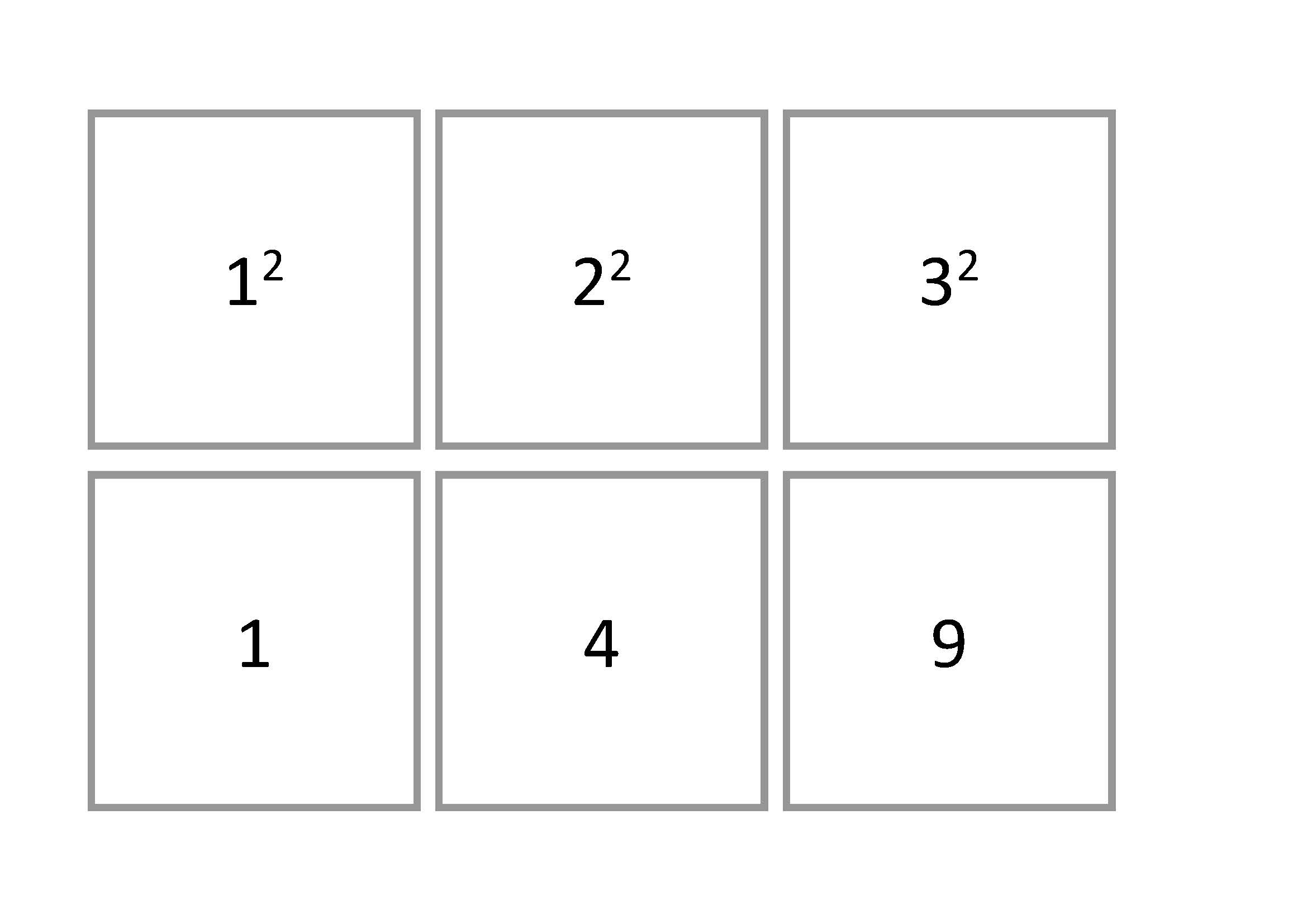 Quadratzahlen, square numbers, les nombres carrés, números cuadrados, numeri quadrati