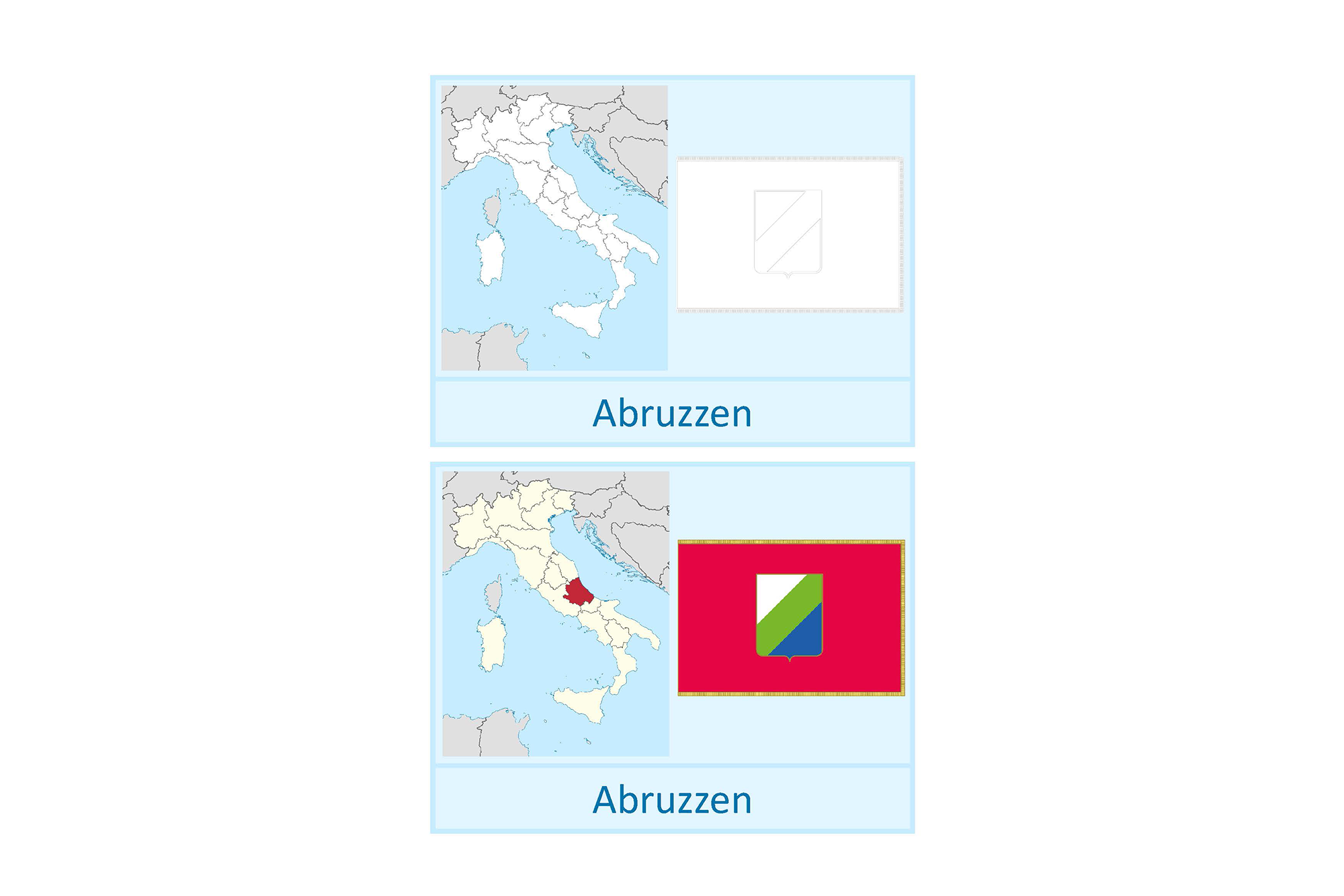 Arbeitskartei: Regionen Italiens, Deutsch