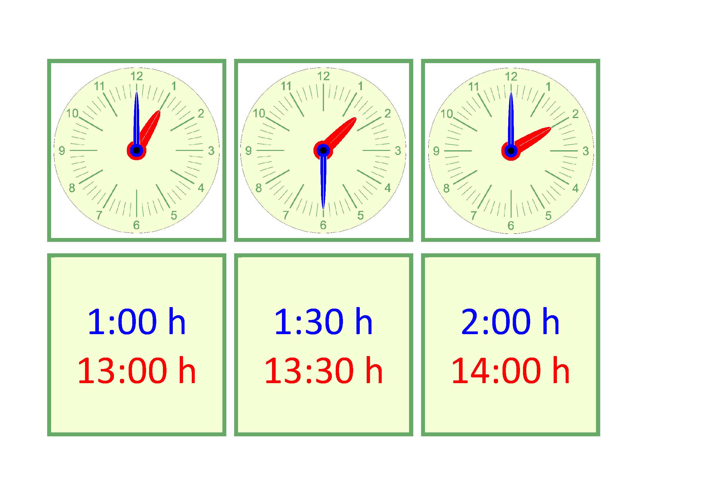 Uhrzeiten, clock times, temps d'horloge, horas del reloj, orari dell'orologio