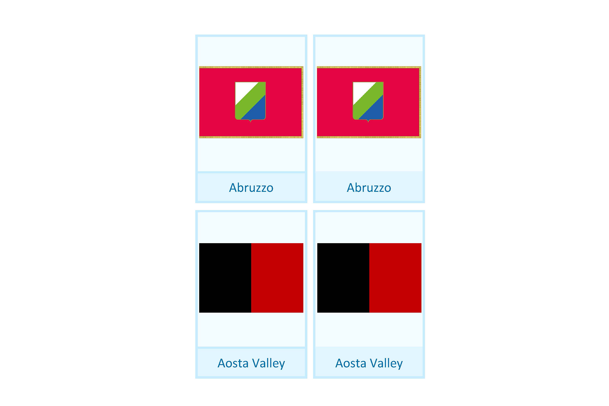 flags of the regions of Italy, English