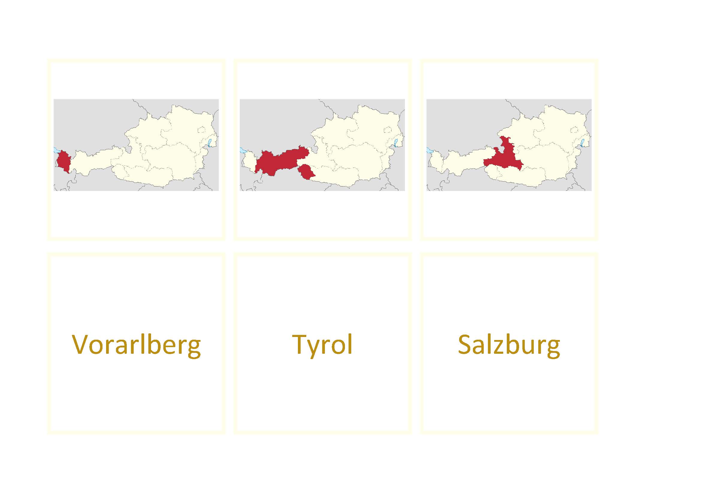 matching game: Austrian federal states, English