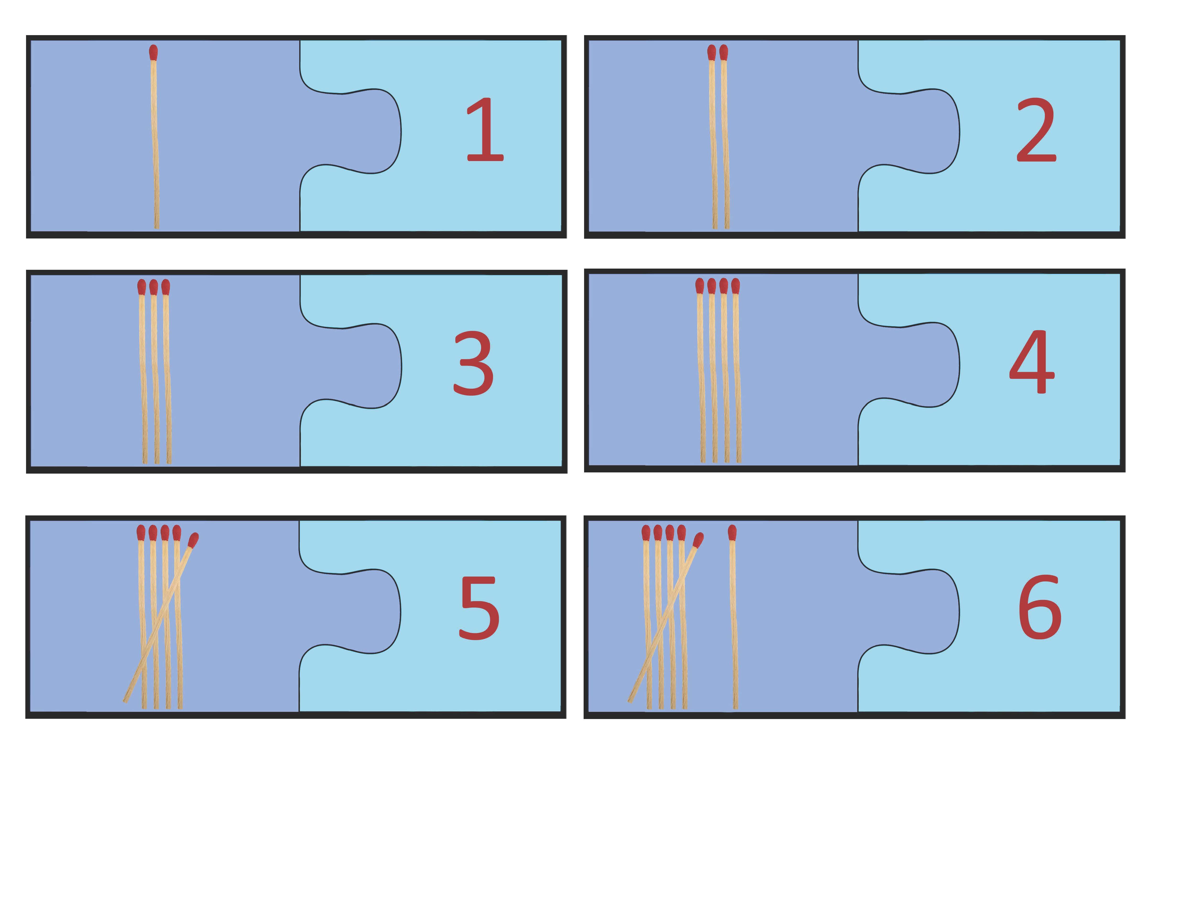 Zählen lernen mit Streichhölzern, learning to count with matches, apprendre à compter avec des allumettes, aprender a contar con cerillas, imparare a contare con i fiammiferi